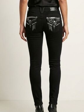 Vigoss Black Jeans The New York Skinny Rhinestone SZ  32 x 29